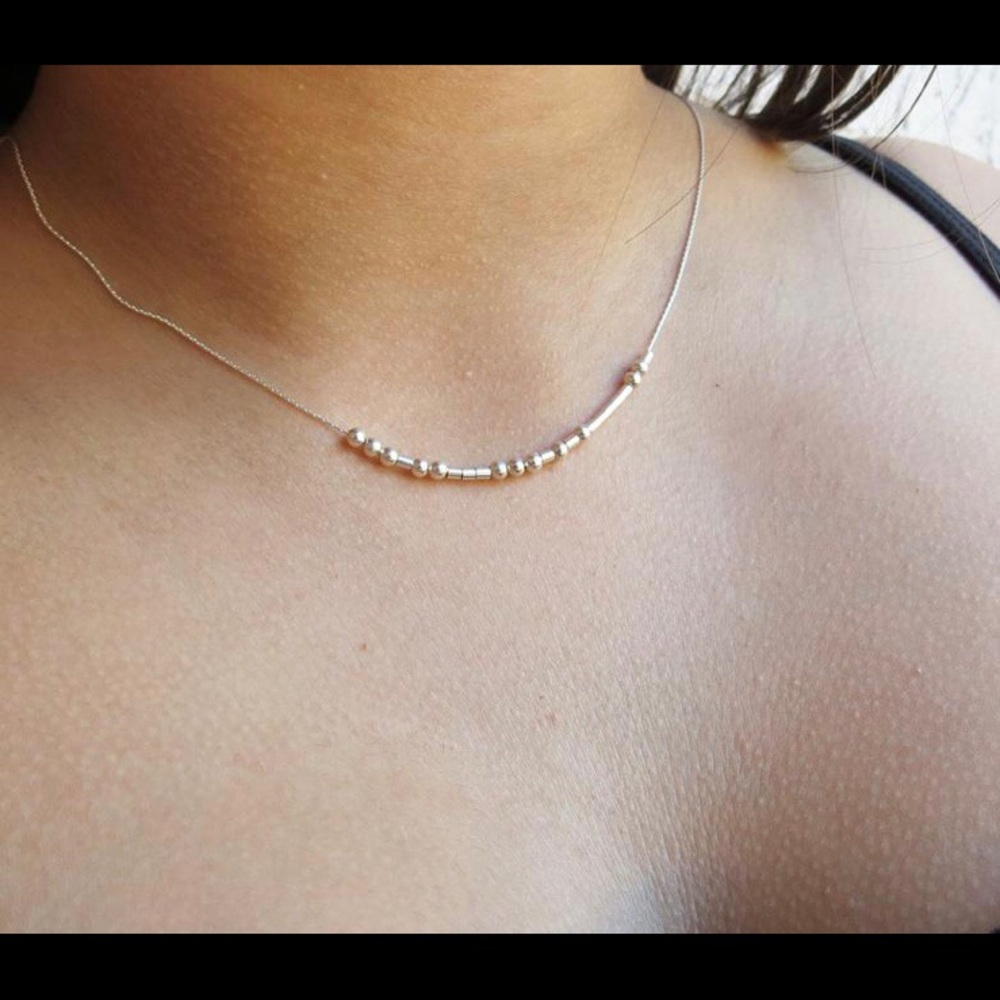 I Love You in Morse Code Necklace Sterling